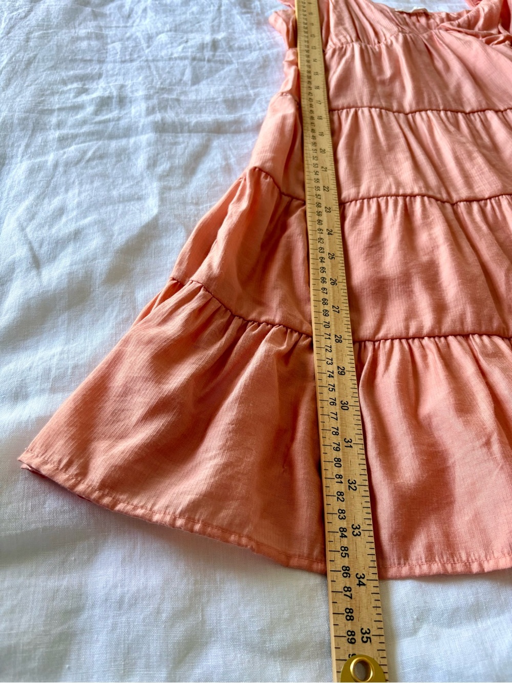 Blu Pepper Coral Tiered Mini Dress Small Ruffle Sleeve Boho Babydoll Rayon - Picture 6 of 12